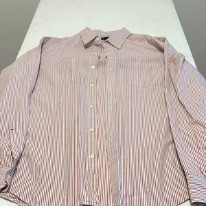 Banana Republic Red and White Striped Casual Shirt